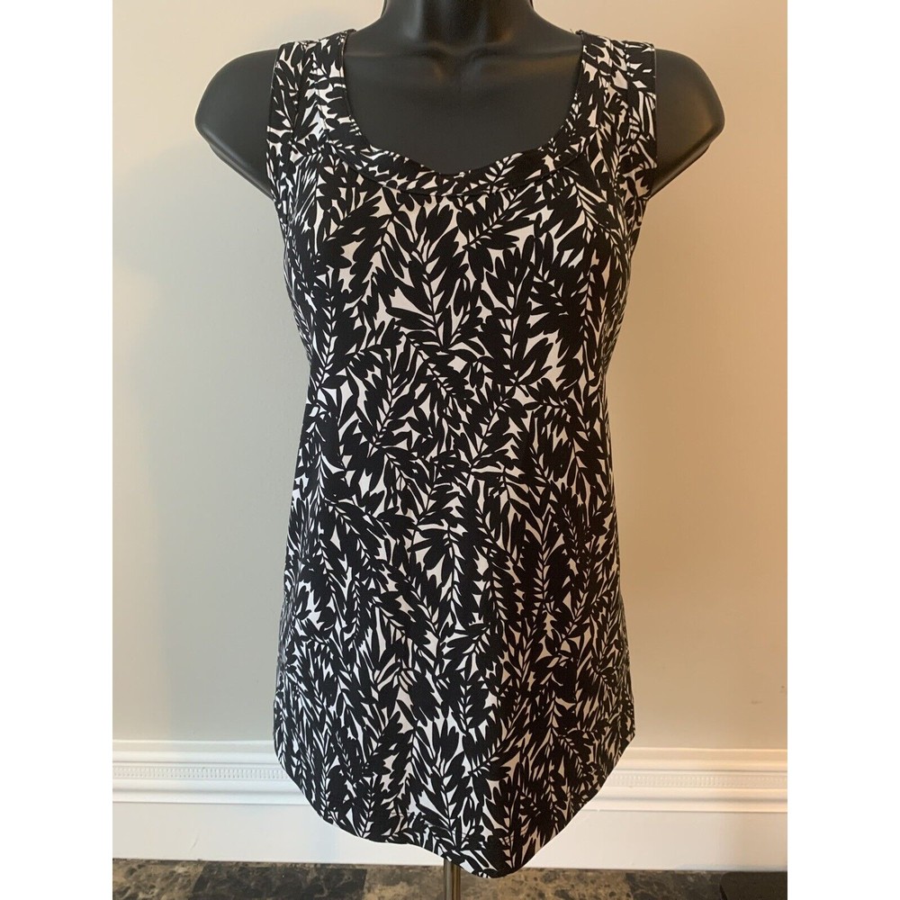 Liz Lange Maternity Stretch Small (S) Sleeveless Black White Blouse Top Shirt